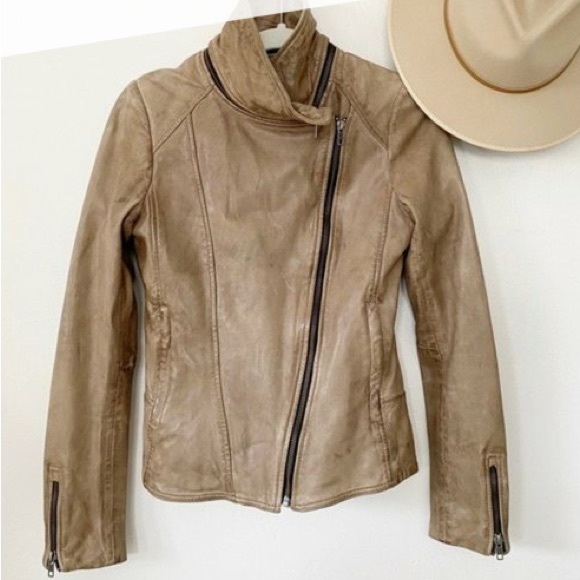 Soia & Kyo Tan Leather Moto Jacket - Picture 6 of 7